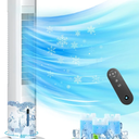 BEBEGINE Windowless Portable Air Conditioner Ac Units with Remote, Evaporative humidifier Air Tower Cooling Fan, Small Indoor Outdoor Oscillating Swamp Cooler 7H Timer,Large White