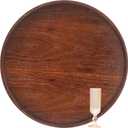 Extra Large Round Solid Wood Serving Tray, Classic Tea Coffee Table Wooden Decorative Ottoman Tray Server for Breakfast in Bed Snack Food Kitchen Party Bar, Raised Edge (23.6inch/60cm) Walnut