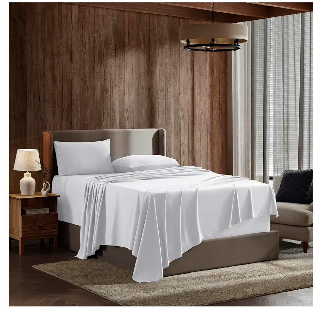 Nestl King Sheet Set - Luxury 1800 Ultra-Soft Microfiber King Bed Sheets - Double Brushed - Deep Pockets - Easy Fit - 4 Piece Set - Bedding Sheets & Pillowcases (King, White)