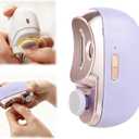 Electric Nail Clipper, 2 in 1 Electric Nail Clippers for Seniors and Adults, Baby Automatic Nail Clipper with Polishing, Light & Storage, Smart Nail Clipper 2-Speed for Fingernail (Purple)