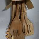 Wooden Cooking Utensils, 6 Pieces Natural Acacia Wooden Spoons For Cooking with Non Stick & Heat Resistant Design, Wooden Kitchen Utensil Set with Hanging Hole for Stirring, Mixing, Cooking