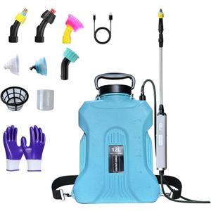 2025 New 7.4V Powerful Electric Sprayer with Waterproof Handle, USB Charging, 6 Spray Heads, 3.1 gallons, Adjustable Rod and Shoulder Strap, Suitable for Gardens, lawns, etc., Lasts About 3 Hours