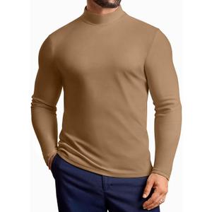 Vssjavun Mens Mock Turtleneck Long Sleeve Shirts Casual Slim Fit Undershirt Lightweight T-Shirt for Outdoor & Business