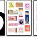 MTFBWY Trendy Matchbox Wall Art, Vintage Matchbook Posters, Retro Ticket Good Times Wall Decor Prints Preppy Black 8 Ball Poster, Aesthetic Pictures Prints Retro Bar Cart Art Set Of 3 12"X16" Unframed