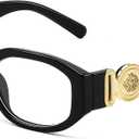 FEISEDY Trendy Blue Light Reading Glasses for Women and Men, Vintage 90s Anti-Glare Readers B0317 Black,2.5x