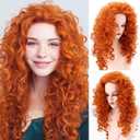 Long Orange Red Curly Wig Full Head Halloween Wigs for Women Wavy Hair Wig Cosplay Costume Party 24 inch