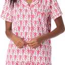 Zelbuck Womens Y2k Preppy Pajamas Set, 2 Piece Button Down Monkey Beach Shorts Set Holiday Vacation Loungewear Pjs for Jammies Back to School Party Birthday Gifts(Pink, Medium)