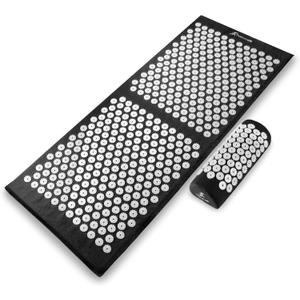 ProsourceFit Acupressure Mat and Pillow Set for Back/Neck Pain Relief and Muscle Relaxation (XL - Black/White)