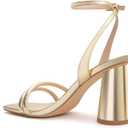 Women's Block High Heels Square Toe Heeled Sandals Ankle Strap Shoes, 6
