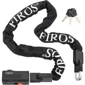 FIROS Bike Chain Lock 4FT Hardened Steel Bike Lock 0.31inch/8mm Thick Bike Chain Lock with Key Bike Locks Heavy Duty Anti Theft Bicycle Lock for Mountain City or Electric Bike Bicycle, Motorcycle (Black)