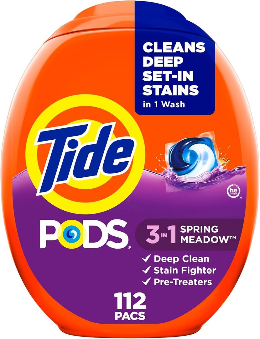 Tide PODS Laundry Detergent Pacs, 3-in-1 Stain Remover, Odor Fighter, Color Protector, 112 Count, HE compatible, Original Scent