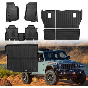 Custom Floor Mats & Cargo Trunk Liner for 2018-2025 2026 Jeep Wrangler JL Accessories All Weather TPE Rubber Protection Mat (for 2018-2026 Jeep Wrangler JL 4 Door Full Set)