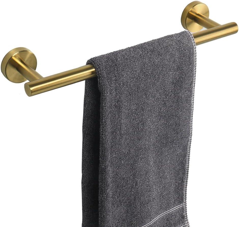 TocTen Bath Towel Bar - Thicken SUS304 Stainless Steel Bathroom Towel Holder, Towel Rod for Bathroom Heavy Duty Wall Mounted Towel Rack Hanger (16IN, Gold)