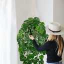 Large Fake Hanging Plants in Pot with Hook, 37" Artificial Hanging Monstera Leaves Vines Plants, Fake Potted Greenery Plant for Room Wall Living Room Bathroom Kitchen, Faux Ivy Houseplants for Shelf