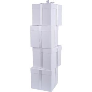 Elephant-package 8.7" Medium Birthday Gift Boxes with Lid and Ribbon, Square Gift Boxes - 4 Pcs (White), Bridal Showers, Weddings, Baby Showers, Party Favor Boxes