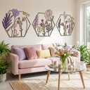 Peryiter 3 Pcs Metal Flower Wall Decor Minimalist Floral Wall Hanging Decor Metal Flower Rustic Floral Art for Spring Living Room Bathroom Kitchen Indoor Outdoor(Colorful)