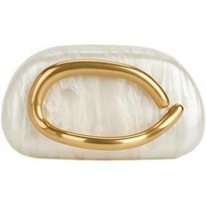 Women Acrylic Clutch Box Metal Handle Evening Bag Trendy Ladies Shoulder Crossbody Purse for Wedding Party Causal (Beige)