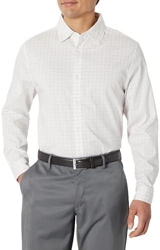 Amazon Essentials Men's Slim Fit Long Sleeve Wrinkle Resistant Stretch Dress Shirt, Size Small, Pack of 2