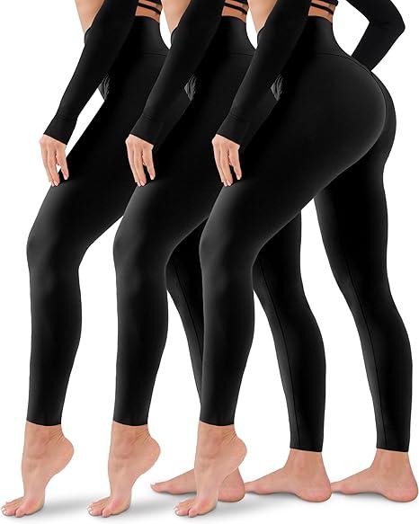 3 Pack Leggings for Women-No See-Through High Waisted Tummy Control Yoga Pants Workout Running Legging
 XL