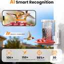 Smart Hummingbird Feeder Camera with AI Identification, 2.5K HD & Color Night Vision, Solar Powered Outdoor, IP66 Weatherproof Garden Decor