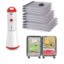 Vacbird Vacuum Bags for Travel with Rechargeable air Pump, Carryon Size Compression Packing Bags for Luggage and Suitcase, Space Saver for Clothes and Clothing 9 Combo Travel Size