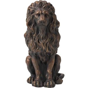 glitzhome Magnesium Oxide, Fibre Glass GH20387 Guardian Standing Lion Outdoor Statue, Bronze