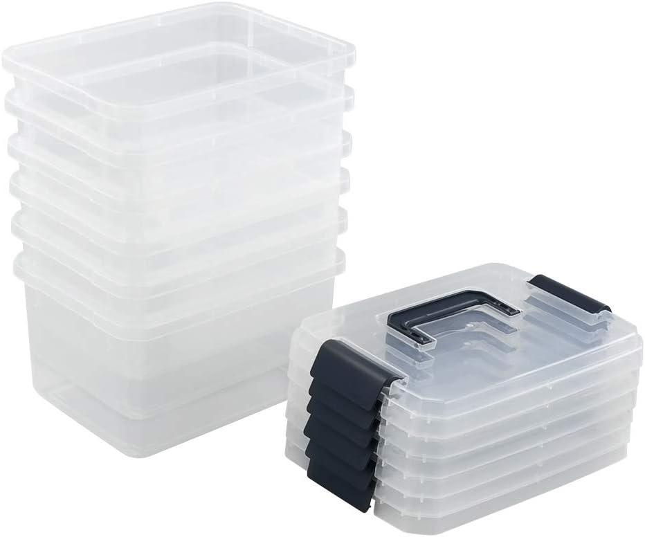 4.5 L Plastic Latch Storage Boxes with Lids, 6-Pack Plastic Boxes