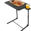 LORYERGO TV Tray - TV Table for Eating, Folding Table Trays with 6 Height & 3 Tilt Angle, TV Tray Table with Removable Cup Holder, Dinner Tray for Eating or Working on Couch, Bed & Office, 1pcs