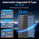 200 Watt Solar Panel N-Type 25.6% High Efficiency 1-pack 200W Solar Panels