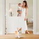 One-Hand Operation Retractable Baby Gates, 71 inch Retractable Gate with Reinforced Strip Design to Prevent Crawling Through, 6 FT Retractable Dog Gate for Stairs, Doorways, Hallways (34" Tall x 71" Wide, White)