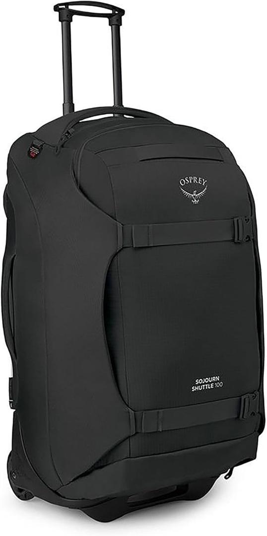 Osprey Sojourn Shuttle 30"/100L Wheeled Duffel Luggage  Rugged, High-Capacity Travel Bag with Oversized Wheels and Reinforced Frame  Built for Long-Haul Travel and Gear Protection, Black