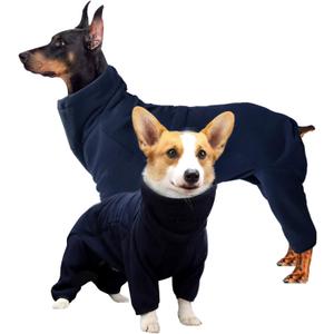 ROZKITCH Dog Fleece Pajamas, Pet Windproof Warm Cold Weather Jacket Vest Cozy Jumpsuit Apparel Outfit Clothes for Small Dog Walking Hiking Sleep Blue XS (XS(Back Length:14"))