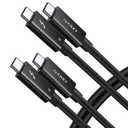 IVANKY Thunderbolt 4 Cable 2Pack, Intel Thunderbolt Certified USB-C to USB-C Cord, Support 240W Charging/8K Display/40Gbps, USB C Thunderbolt Cable 4/3 for iPhone 16/15, MacBook, iPad - 2.3FT+4.9FT