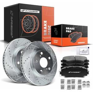 A-Premium 10.82 inch (275mm) Front Drilled and Slotted Disc Brake Rotors + Ceramic Pads Kit Compatible with Toyota, Lexus & Scion Models - RAV4 2006-2008, xB 2008-2015, Prius V 12-17, HS250h
