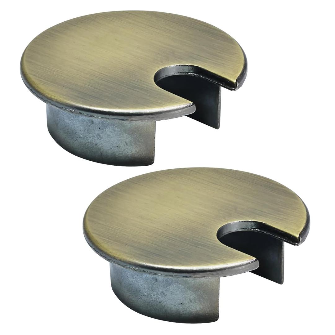 EASYEAH 2 Pcs Desk Grommet 1-3/8" / 35 mm, Desk Cord Hole Cover, Cable Grommet Metal Zinc Alloy Materilal, Desk Hole Grommet for Home & Office Pc, Detachable Cable Cord Organizer-Bronze