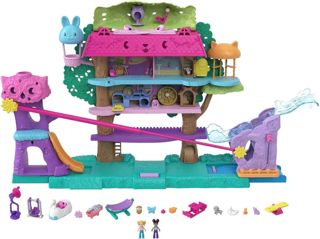 Polly Pocket Doll House with 2 Micro Dolls, Toy Car, Doll Furniture & 4 Pets, Expandable Pet Adventure House Polly Pocket Doll House with 2 Micro Dolls, Toy Car, Doll Furniture & 4 Pets, Expandable Pet Adventure House