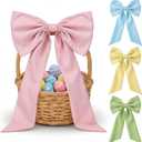 Suclain 4 Pcs Easter Basket Bows Spring Wreath Bow 11.8 x 19.7 Inch Colorful Gift Bows for Easter Wreath Tree Decorations Spring Home Front Door Decor DIY Craft Indoor and Outdoor(Simple)