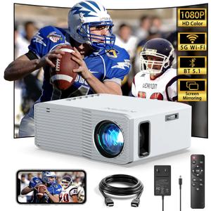 Projector with WiFi and Bluetooth, [Native 1080P Upgrade 240 ANSI] KSAN Portable Projector, Mini Movie Projector for Outdoor Use, Bedroom Ceiling Video Projector Compatible with Phone/TV Stick/PC/PS5