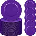 50 Pcs Purple Charger Plates Bulk, 13" Round Beaded Plate Chargers for Dinner Plates, Decorative Dinner Chargers Plastic Table Chargers for Wedding Holiday Party Baby Shower Event Decoration (Purple)