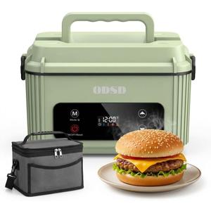 ODSD Cordless Electric Lunch Box for Adults, Heated Lunch Box with 130min Battery Life, Self-Heating Portable Electric Food Warmer with 1.2L Container for Truck (Green)