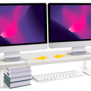 AcrossStar DualMonitorStandRiserForDesk Adjustable Length 3240 Inch，Large Desktop Computer Monitor Riser For 2 Screens，Desk Shelf Organizer Riser Stand For Computer/Laptop/PC/Printer/TV