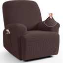 TAOCOCO Recliner Cover 4-Pieces, Recliner Stretch Sofa Slipcover, Recliner Cover 1 Seat, Couch Protector Soft, Furniture Protector Covers with Elastic,Chair Covers Jacquard Pattern (Dark Coffee)