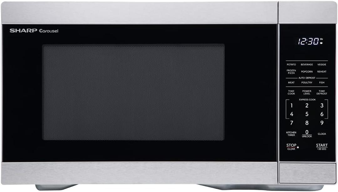 SHARP Countertop Microwave Oven with Removable 12.4" Carousel Turntable, 1000 Watt, 1.1 Cubic Feet, Stainless Steel