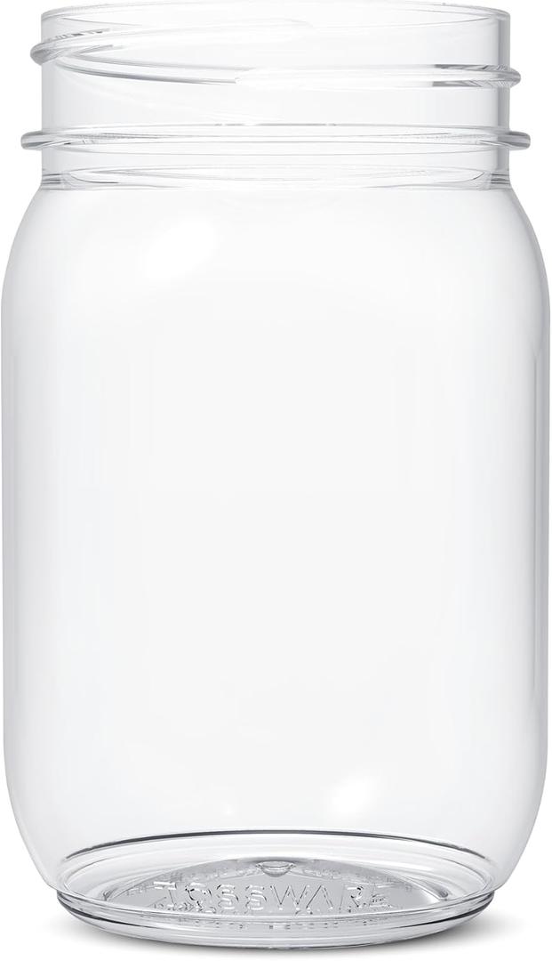 TOSSWARE PRO 16oz Mason, Premium Quality, Recyclable, Unbreakable & Crystal Clear Plastic Drinking Jar, Set of 196