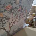 Oversized Framed Vintage Chinoiserie Landscape Living Room Wall Art, 72x48, 70"L x 47"W
