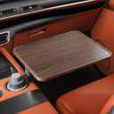 HZGAMER Wood Car Desk for Laptop, 360 Rotating Wood Cup Holder Table Tray for Drivers and Passengers, Car Accessories Compatible with Tesla Model Y/3/S, Ford F150/Explorer/Maverick & Most Vehicles