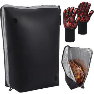 23 x 21 Inch BBQ Blanket for Resting Meat Heavy Duty Insulated Smoker Bag with Wide Mouth Reusable BBQ Accessories for Brisket, Pork, Turkey Meat Warmergift for Men, Grilling Smoking,with Gloves