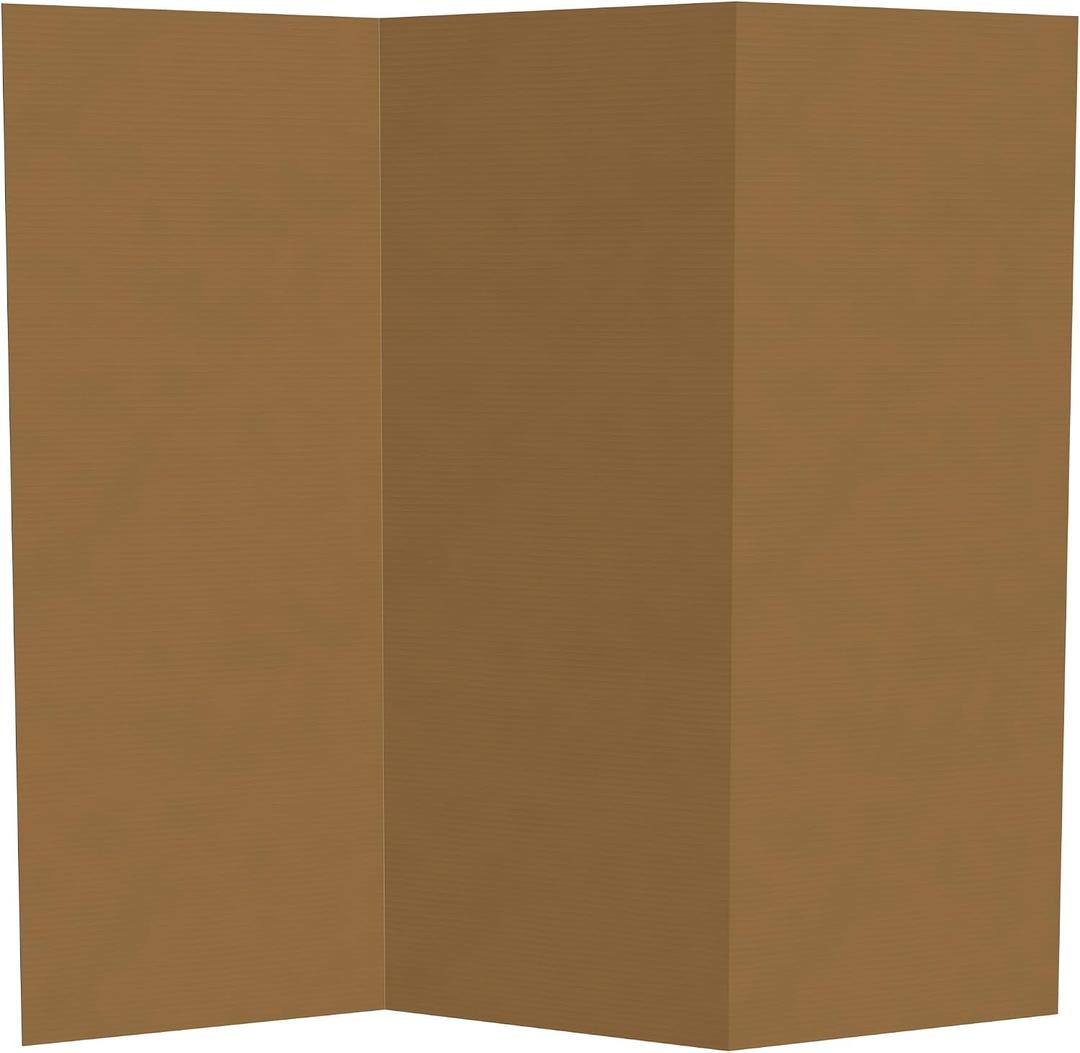 4 ft. Short Brown Temporary Cardboard Folding Screen - 3 Panels