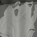 Cromi One Piece Swimsuits for Women Luxury Jacquard Halter Bathing Suit Plunge V Neck Backless Monokini  Large, White