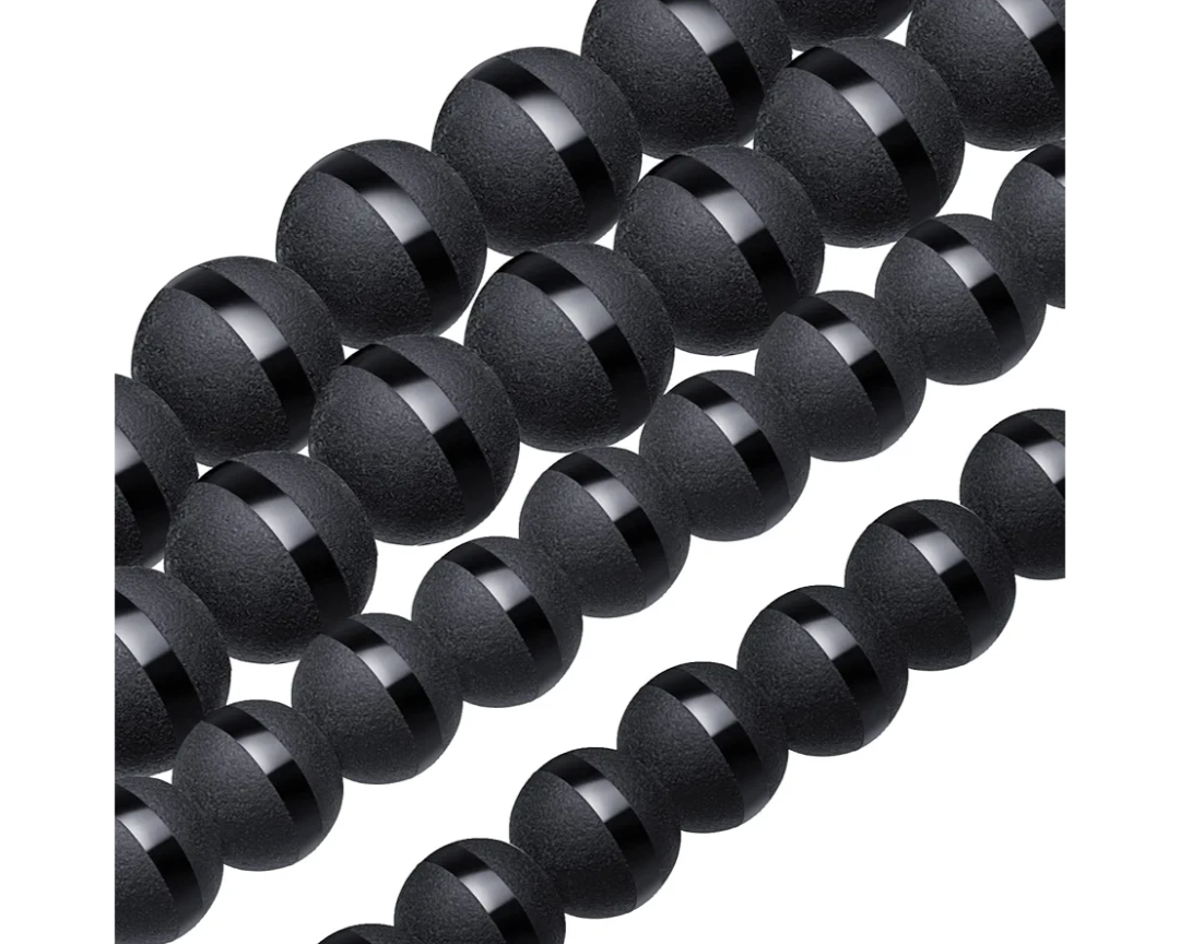 Jukin 86pc 8mm 10mm Matte Onyx Black Beads for Jewelry Making - Round Matte Onyx Energy Beads with Stretch Cord (15.5 Inches)
